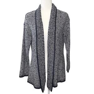 Coldwater Creek Shawl Collar Cardigan Women’s L (14) Blue White Knit Sweater